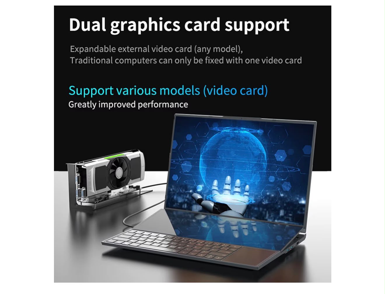 Vikye Portátil de pantalla dual Core i7-9750H