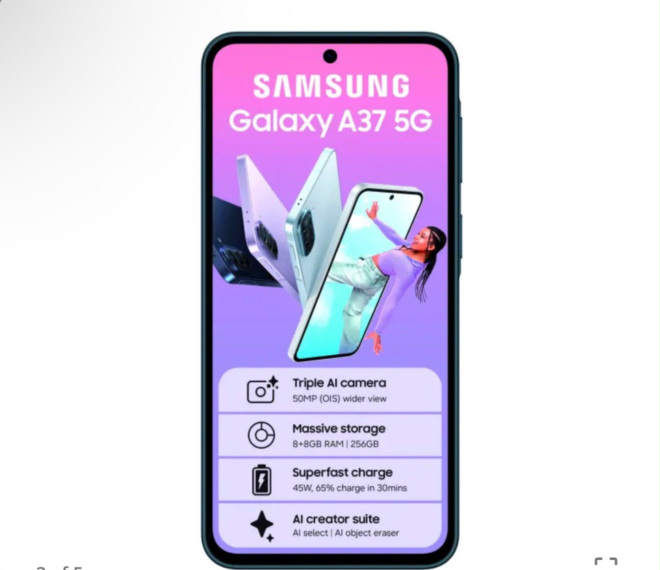 Samsung Galaxy A37 5G (2026), teléfono inteligente Android  color verde obscuro