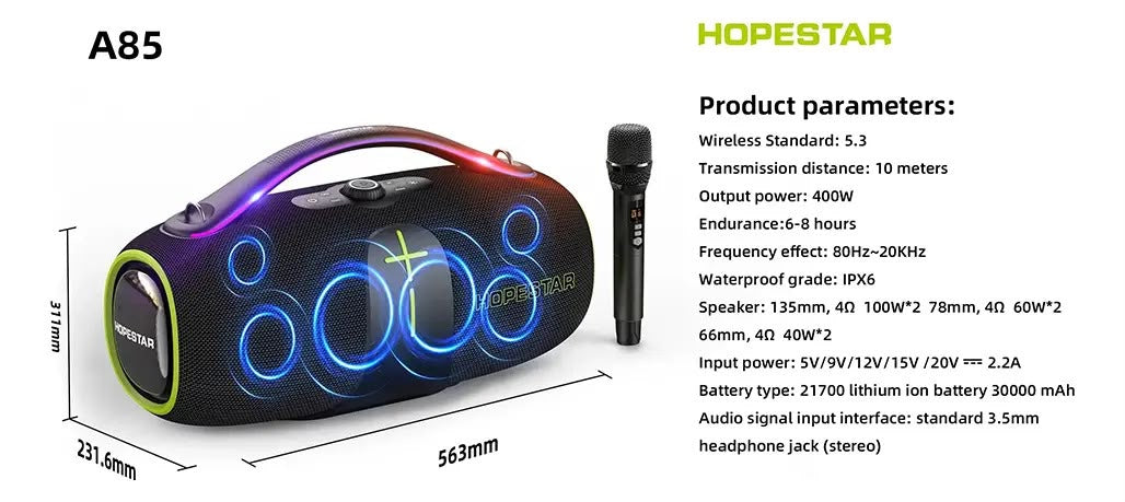 Hopestar A85 400w Bocina Bluetooth