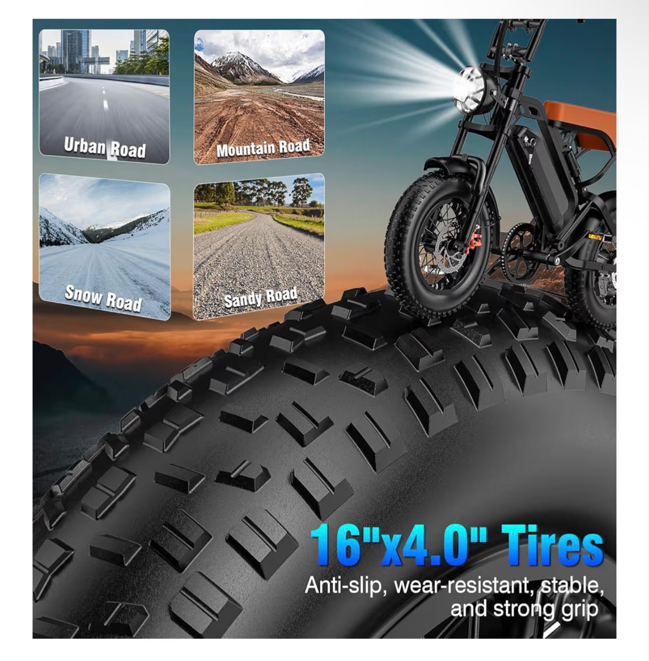 Electric Bike for Adults，1200W Peak Motor Power, 20" Fat Tire，28 Mph Speed, 48V 18AH