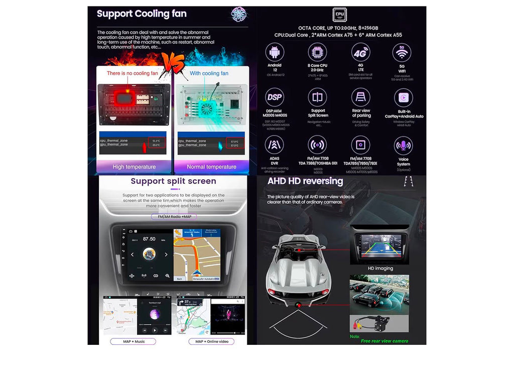 ADMLZQQ Para Geely Emgrand EC7 2009-2016 Radio estéreo para coche Car-Play Android