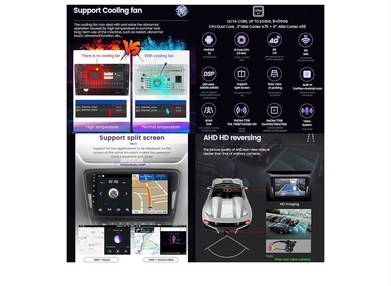 ADMLZQQ Para Geely Emgrand EC7 2009-2016 Radio estéreo para coche Car-Play Android